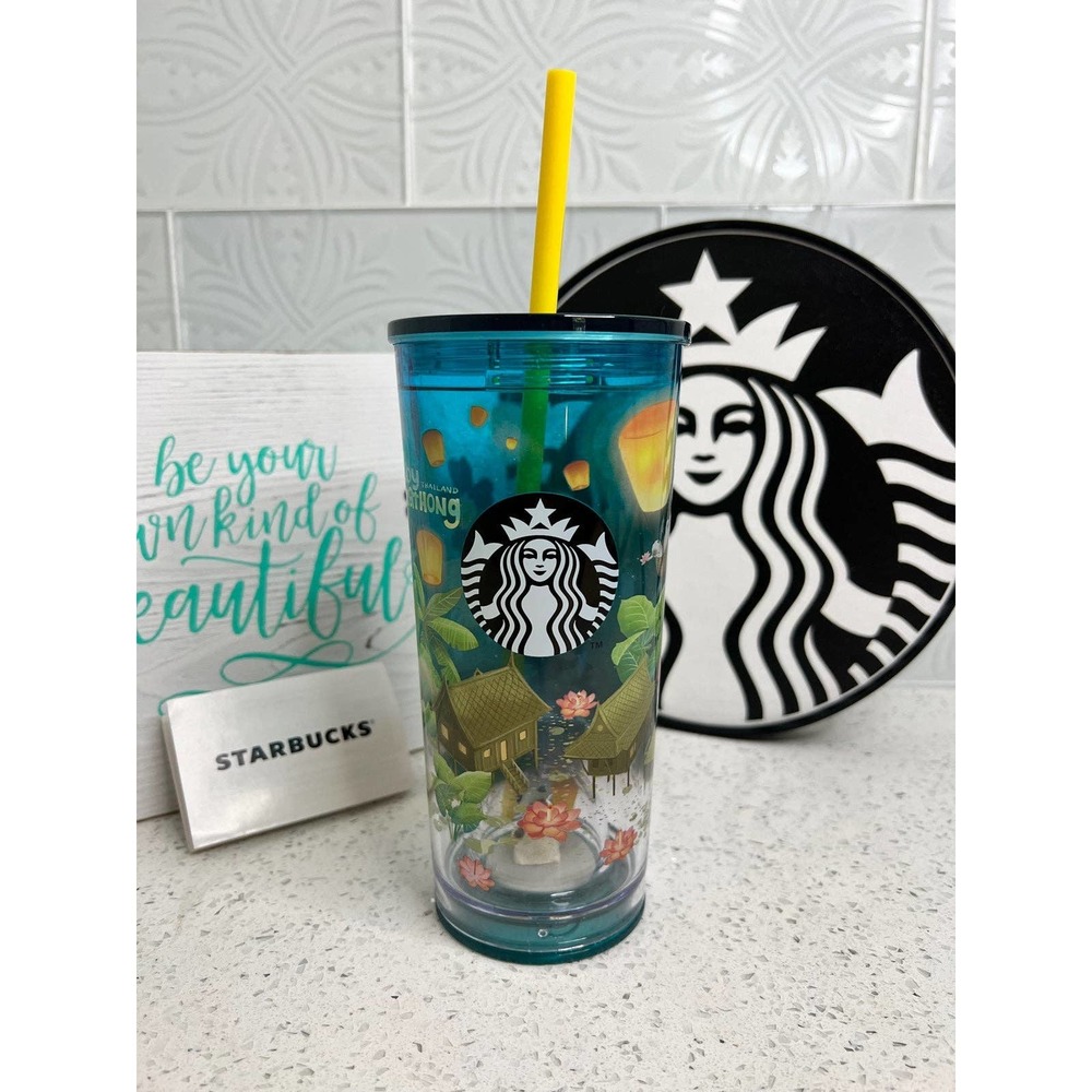 Starbucks Thailand Exclusive Cat Loy Krathong Bubble Bottom To-Go Tumbler, 18oz